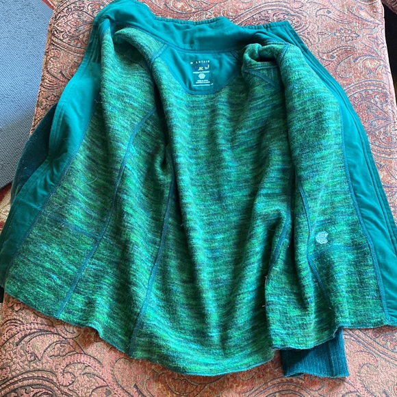 Mountain Hardwear Wool poly stretch full zip jacket sweater dark pine green S M - Picture 4 of 13